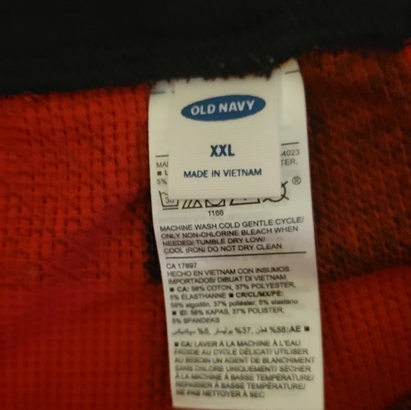 Old Navy XXL Black & Red Long thermal Underwear Pants - Picture 3 of 3